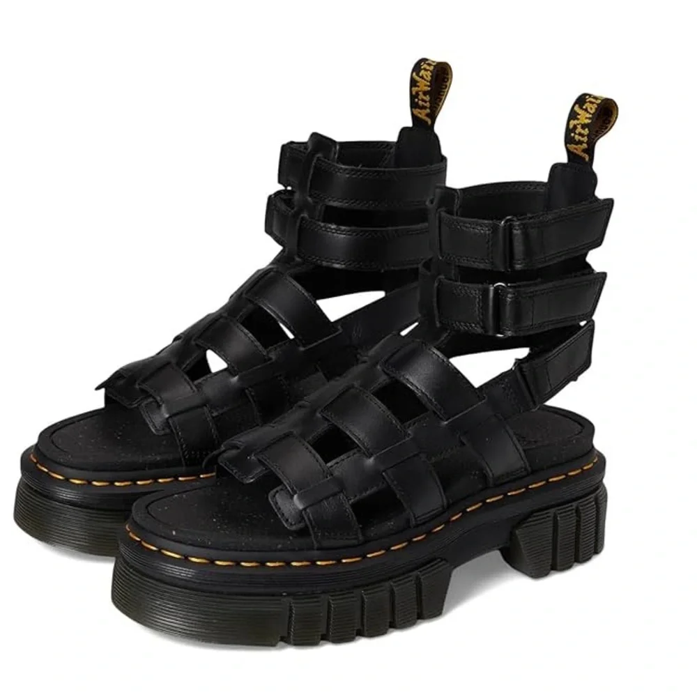 Dr. Martens Black Leather Platform Cage Sandals